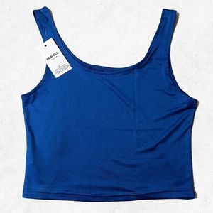 Nupell Tank Top Blue Crop Top Extra Light Woman Size‎ M Round Neck Thick Straps